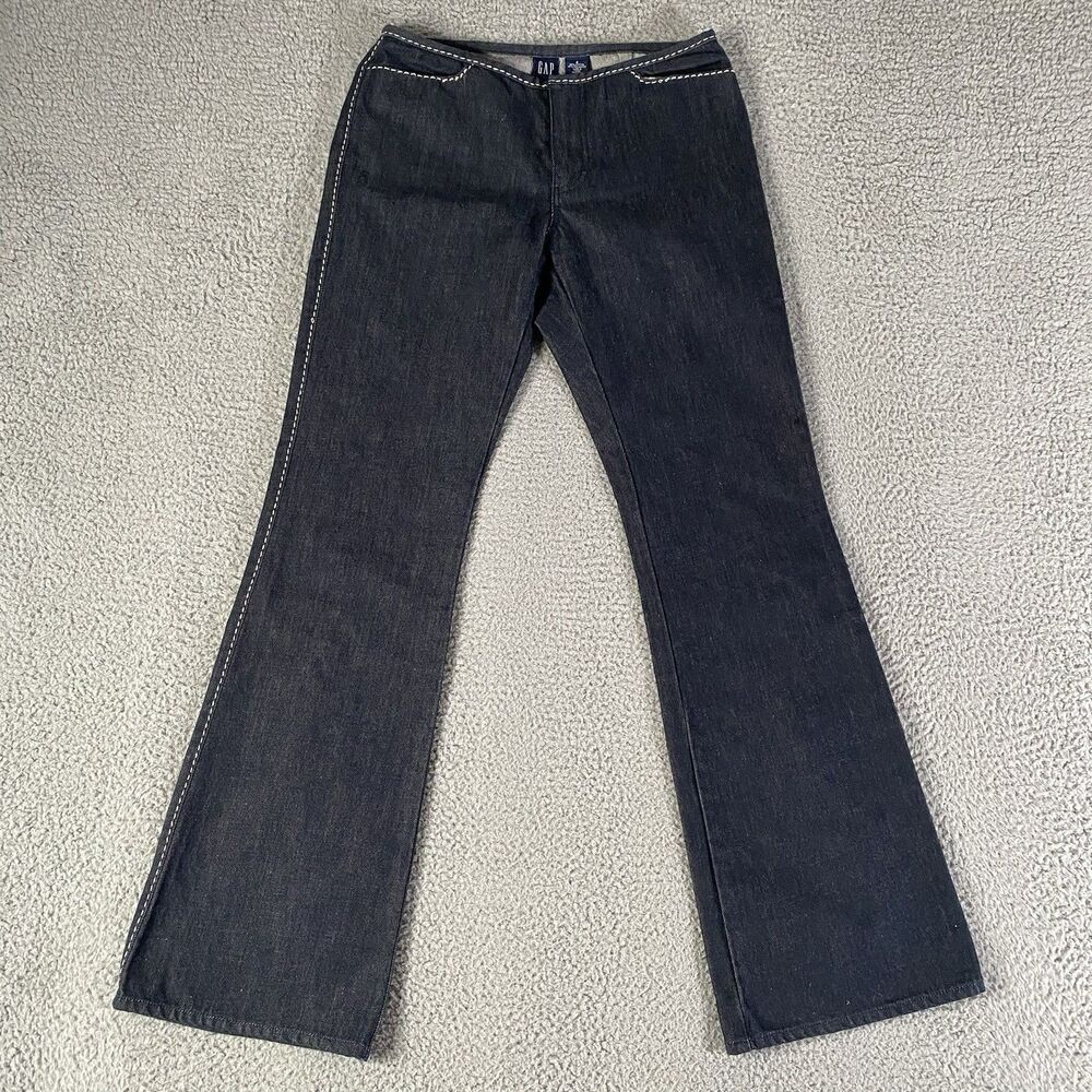 Vintage Gap Flare Jeans Women 4 (28x32) Blue Low Bootcut Y2K Boho Hippie Western
